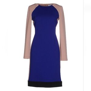 LALTRAMODA  Blue and Beige Wrinkle Free Long Sleeve Dress In Size M (EU 38)